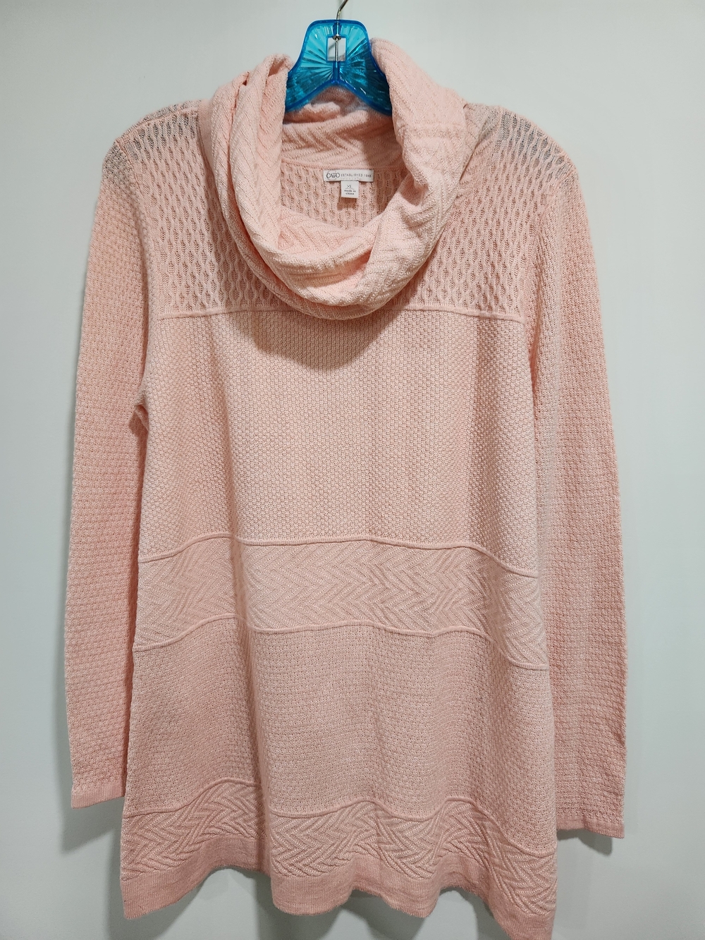 Cato Blush Peach Cowl Neck Tunic Sweater